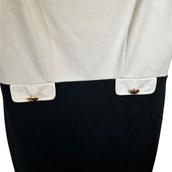 Ann Taylor Sleeveless Color Block White Top Black Knee Length Sheath Dress - Picture 4 of 12